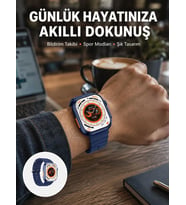 Akıllı Saat 360 mAh Çoklu Spor Modlu Lacivert Siyah Kordon Yeni Nesil