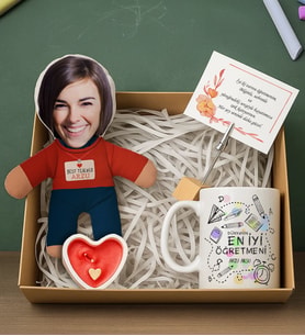 BK Gift Kişiye Özel Kadın Öğretmen Bebek Yastık & Kupa Bardak & Mum & Notluk -5, Öğretmenler Günü, Öğretmene Hediye