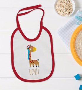 BK Kids Kişiye Özel İsimli Kırmızı Bebek Mama Önlüğü-17
