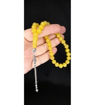 SEVGİLİYE ÖZEL HEDİYE ÇUBUK KEHRİBAR TESBİH KÜRE KESİM SARI RENK H-1352.