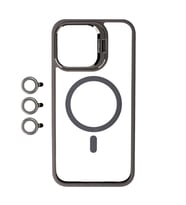 iPhone 15 Pro Uyumlu Kılıf Case, Lens Koruyuculu Mıknatıslı Magsafe Wireless Şarj Destekli Kapak (Gri)
