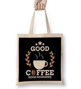 Cute Good Coffee Good Morning Caffeine Addicts Bez Çanta Uzun Saplı