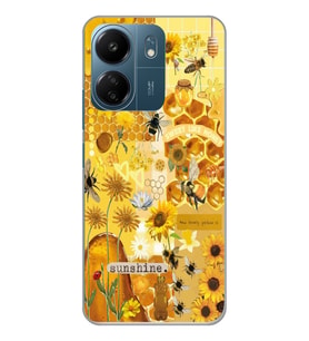 Xiaomi Redmi 13C Uyumlu Sunshine Arı Kolaj Tasarımlı Şeffaf Telefon Kılıfı