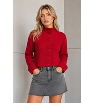 Basic Crop Yumuşak Dokulu Dik Yaka Triko Hırka AW25HI0004