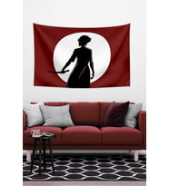 Japon Katana Kadın Duvar Örtüsü Halısı 140 x 100 cm