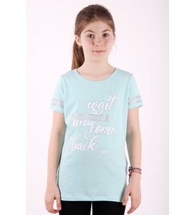 Toontoy Kız Çocuk Slogan Baskılı Tişört (Mint Yeşili)