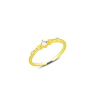 Gümüş altın yaldızlı zirkon taşlı alttan ayarlamalı yüzük SGTL12150GOLD (Rose)