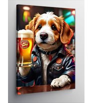 Kanvas Tablo Bira İçen Köpek