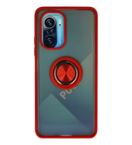 Newface Xiaomi Redmi K40 Kılıf Montreal Yüzüklü Silikon Kapak - Kırmızı