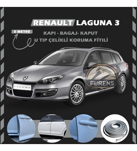 Renault Laguna 3 Oto Araç Kapı Koruma Fitili 5metre Parlak Gri Renk