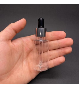 30 Ml Kısa Şeffaf Şişe Cam Damlalıklı  , Gümüş Metal Kapaklı , 30 Cc Cam Damlalıklı PE Şişe x 10 Adet