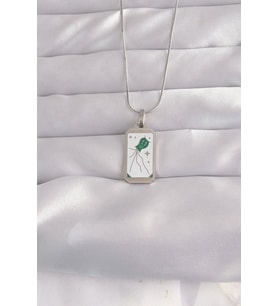 316L Çelik Gümüş Renk Beyaz Mineli Tarot Kolye - TJ-BKO9048