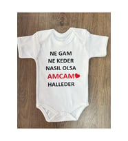 Yazılı Zıbın Amcam Halleder Yazılı Bebek Zıbını