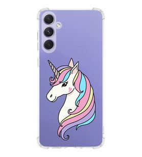 Samsung Galaxy A54 Uyumlu Köşe Korumalı Antişok Kapak Unicorn Tasarımlı Şeffaf Silikon Kılıf