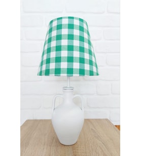 PLAID YEŞİL RENK AMFORA AYKLI ABAJUR (Beyaz)
