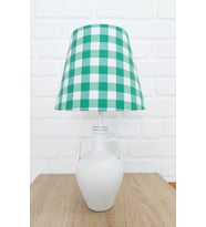 PLAID YEŞİL RENK AMFORA AYKLI ABAJUR (Beyaz)