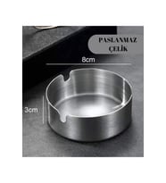 Paslanmaz Çelik Mini Mat Açık Yuvarlak Model Küllük Dekoratif Kül Tablası 8 Cm Küllük