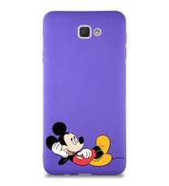 Samsung Galaxy J7 Prime 2 Soft Premier Kapak Mickey Mouse-F Tasarımlı Silikon Kılıf - Mor (Şeffaf)