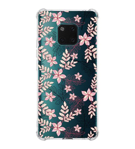 PrintiFy Huawei Mate 20 Pro Uyumlu Köşe Korumalı Floral Kırmızı Tasarımlı Şeffaf Silikon Kılıf