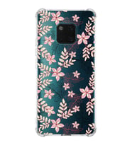 PrintiFy Huawei Mate 20 Pro Uyumlu Köşe Korumalı Floral Kırmızı Tasarımlı Şeffaf Silikon Kılıf