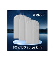 Şeffaf Kumaş Elbise Kılıfı, 60x160 cm, Beyaz, Pencereli, Egelihome