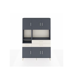Arges Dolap 9 Raflı 3 Çekmeceli 6 Kapaklı 132x30x195 Antrasit-Antrasit/Aytaşı