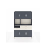 Arges Dolap 9 Raflı 3 Çekmeceli 6 Kapaklı 132x30x195 Antrasit-Antrasit/Aytaşı