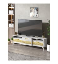 Tv Sehpası Tv Ünitesi 160 Cm Gold Beyaz Mistral 5072