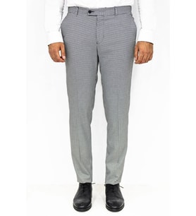 Kaz Ayağı Desenli Slim Fit Gri Erkek Pantolon - Wessi (Siyah)