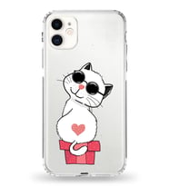 Apple iPhone 11 Uyumlu Kamera Korumalı Tıpalı Kapak Coolcat Tasarımlı Silikon Şeffaf Kılıf