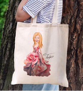 BK Gift Kişiye Özel Kadın Karikatürlü Kanvas Bez Plaj Çantası Baskılı Omuz Çantası-22, Alışveriş Çantası, Arkadaşa Hediye, Sevgiliye Hediye