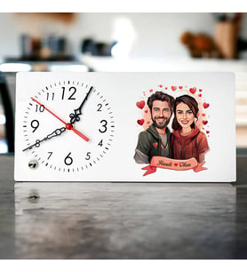 Sevgiliye Hediye Kişiye Özel Çiftlere Özel Büyük Aşkımız Karikatürlü Masa Saati