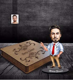 Kişiye Özel Öğretmen Karikatürlü Ahşap Biblo Kutulu Bay-16