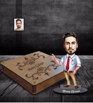 Kişiye Özel Öğretmen Karikatürlü Ahşap Biblo Kutulu Bay-16