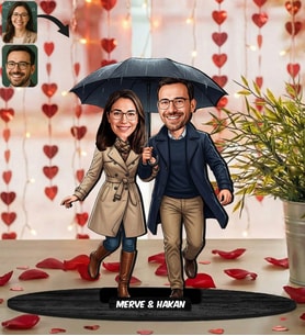 BK Gift Kişiye Özel Sevgili Karikatürlü Ahşap Biblo -4, Fotoğraftan Karikatür, Sevgililer Günü Hediyesi, Ev Hediyesi