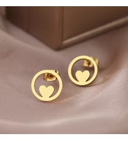 Kişiye Özel 925 Ayar Gümüş Halka İçinde Kalp Küpe (Gold)