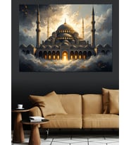 Bulutların Üzerinde Altın Camii Dekoratif Kanvas - Mdf Ahşap Tablo