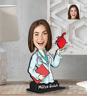 Kişiye Özel 2 Boyutlu Doktor Kadın Ahşap Biblo-11