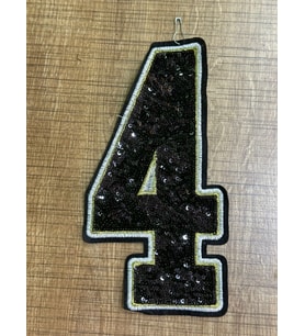20X11 CM PUL PAYETLİ 4 RAKAMI APLİKE ARMA YAMA DİKİŞ HOBİ AKSESUARI