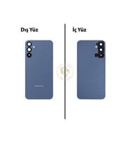 Samsung Galaxy A15 Mavi Renk Uyumlu Lensli Arka Kapak Arka Cam Batarya Kapağı Pil Kapağı Lazer Kesim Back Cover Galaxy A15 Uyumlu