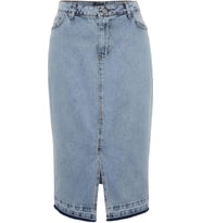 Moda Büyük Beden Regular Düz Desen Günlük Midi Boy Ön Yırtmaçlı Denim Etek