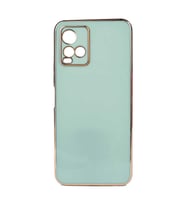Vivo Y33S Kılıf Kenarları Gold Kamera Korumalı Renkli Pastel Silikon Açık Yeşil BARK (Açık Yeşil)