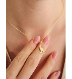 Kişiye Özel Minimal Kanguru Model Kolye 925K Gümüş (Gold)