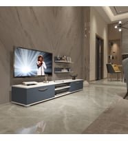 Decoraktiv Eko 4 Mdf Dvd Tv Ünitesi Tv Sehpası - Beyaz Antrasit (Beyaz - Antrasit)