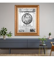 Altın Paspartulu Atatürk  Çerçeveli Tablo C875 (Gold)