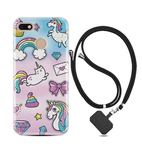 General Mobile GM8 Go GM9 GM20 Pro Plus Kılıf Boyun Askılı Silikon Unicorn Mektup 1800