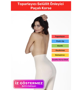 Premium Doğum Sezeryan Sonrası Vücut Kaymaz Silikonlu Toparlayıcı Selüllit Önleyici Paçalı Korse (Ten)