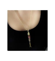 ÖZEL SERİ RENKLİ TAŞLI BALIK KOLYE 50+5CM-GOLD RENK ACR8917