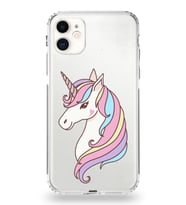 Apple iPhone 11 Uyumlu Kamera Korumalı Tıpalı Kapak Unicorn Tasarımlı Silikon Şeffaf Kılıf