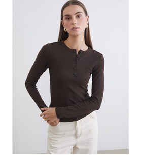 LCW EVERYDAY Kahverengi Bisiklet Yaka Kadın Body